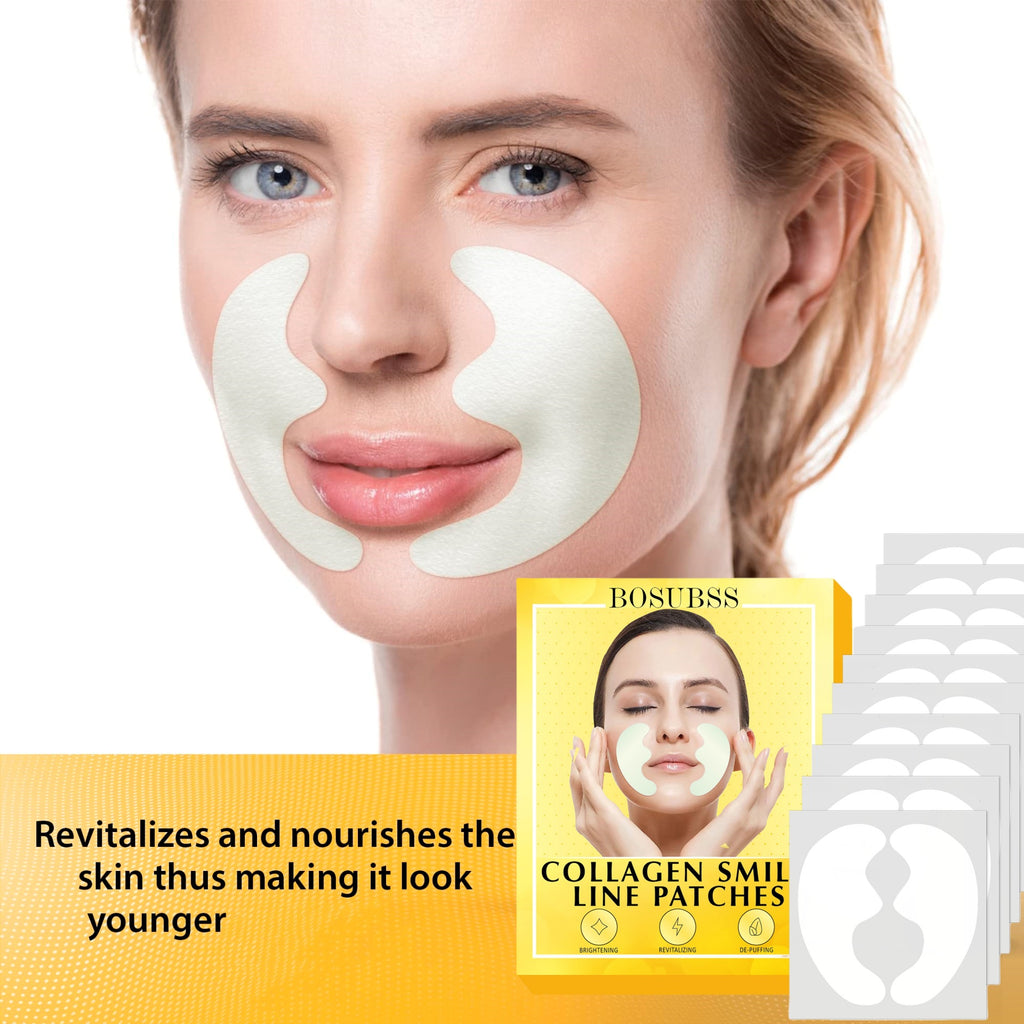 Invisible Face Mask Sticker with Collagen Smile Line Patches for youthful skin rejuvenation.