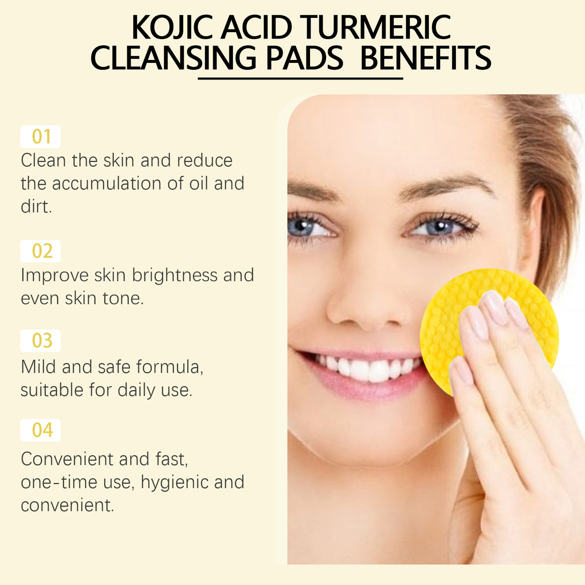 Turmeric Acid Cleansing Pad Facial Gentle Cleansing Moisturizing Refreshing Skin Care Cleansing Pad