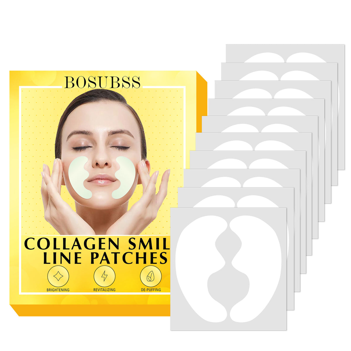 Invisible Face Mask Sticker with Collagen Smile Line Patches for youthful skin rejuvenation.