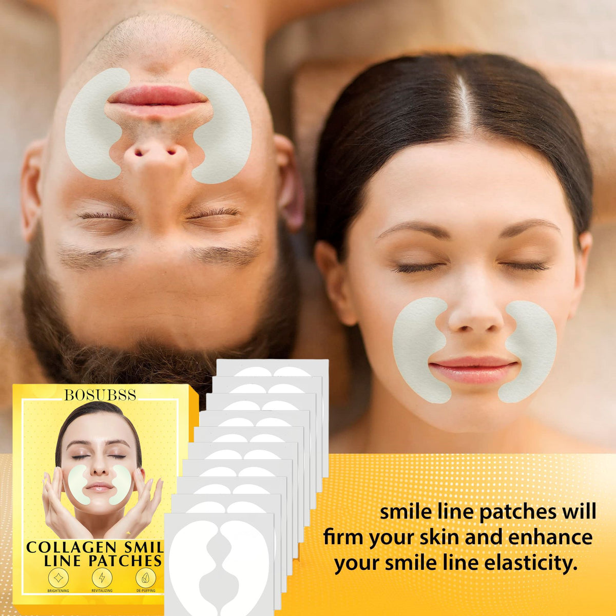 Invisible Face Mask Sticker with Collagen Smile Line Patches for youthful skin rejuvenation.