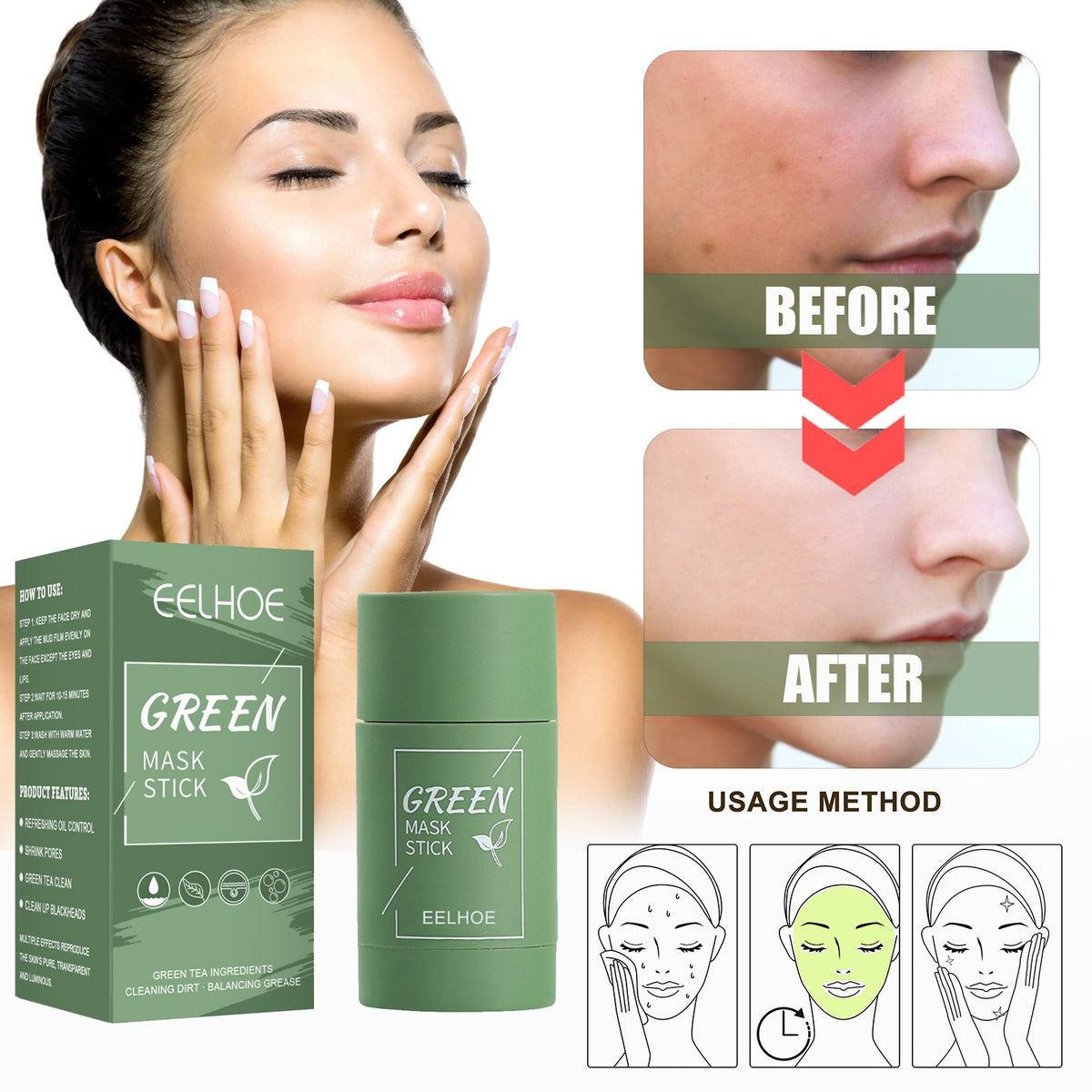 Green Tea Mask Stick for Deep Cleansing & Hydration