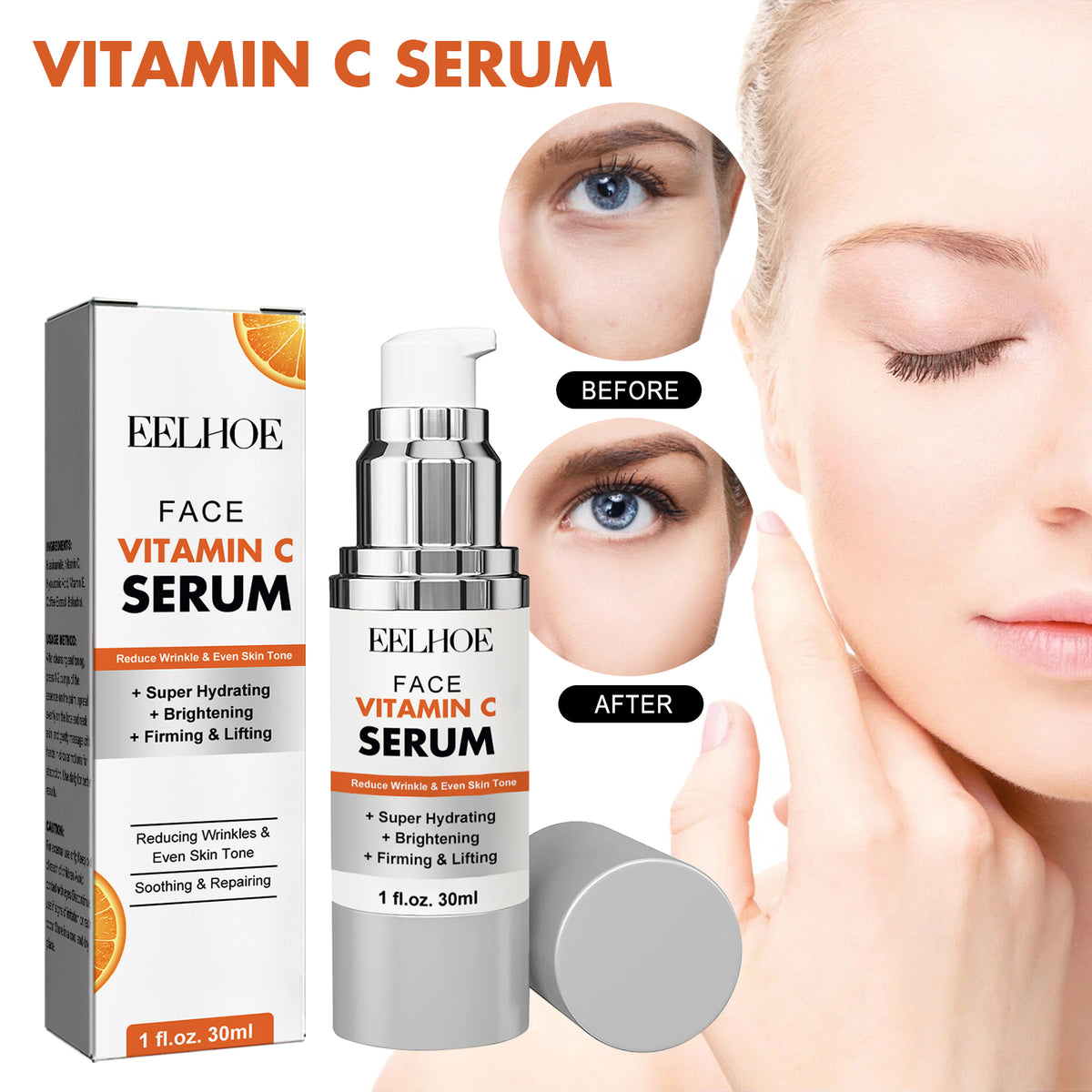 Vitamin C Serum, Firming Hydrating Whitening And Anti-Wrinkle Serum